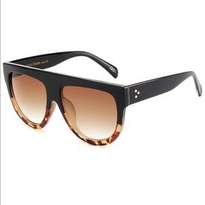 Flat Top Shield 65mm Sunglasses Black Tortoise